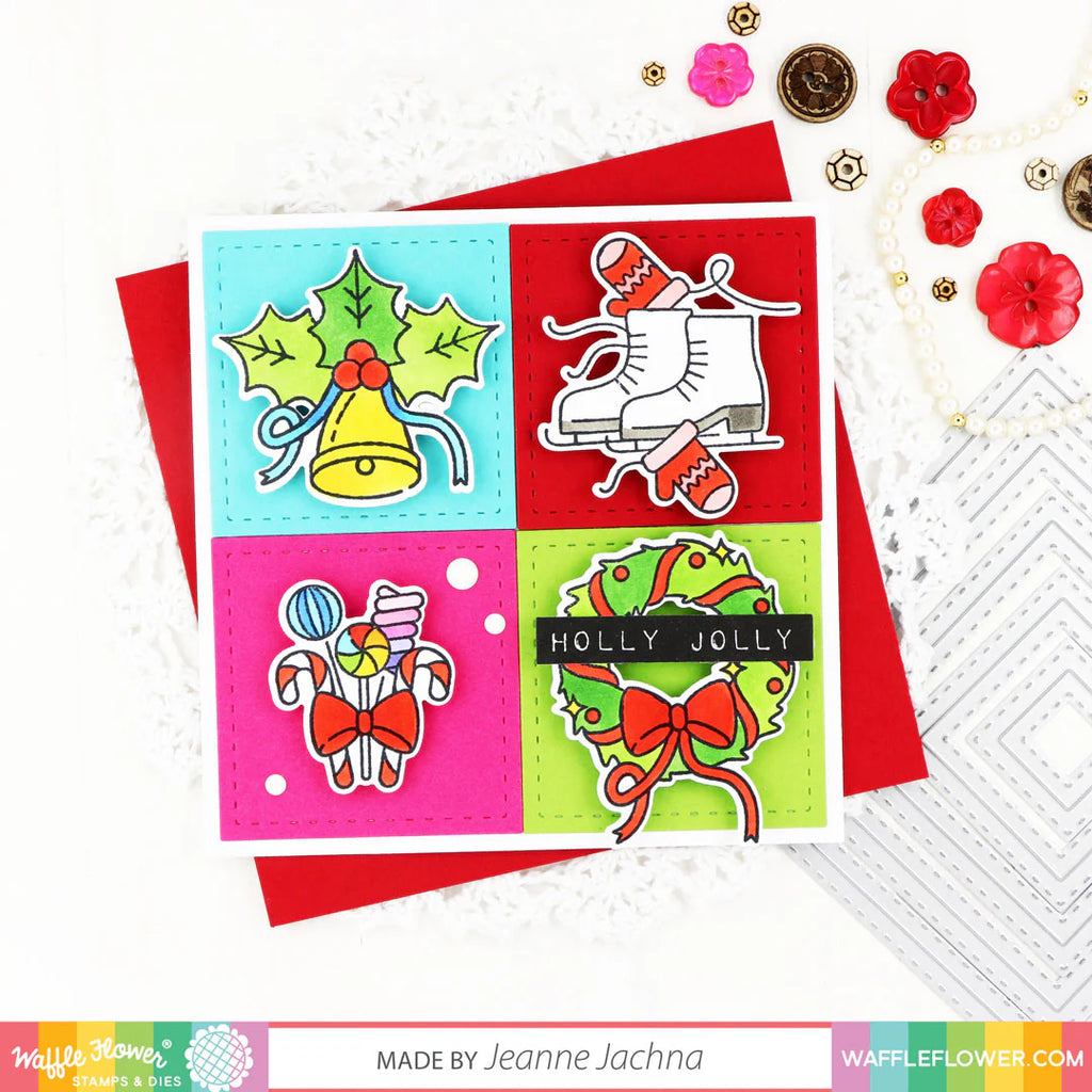 Waffle Flower Nesting Stitched Squares Dies 420788 skates