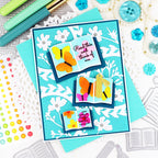 Waffle Flower Open Book Bookmark Coloring Stencil 422213 butterflies