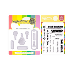 Waffle Flower Open Book Bookmark Die and Sentiments Clear Stamp Set