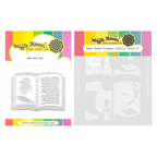 Waffle Flower Open Book Die and Open Book Dragon Castle Stencil Set