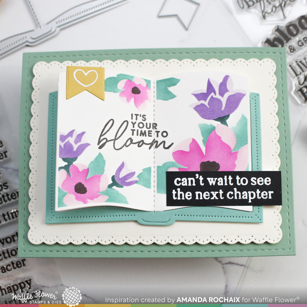 Waffle Flower Open Book Floral Stencils 421815 bloom