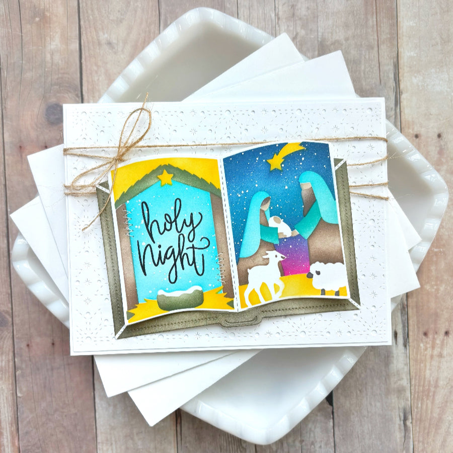 Waffle Flower Open Book Holiday Sayings Clear Stamps 422127 stars