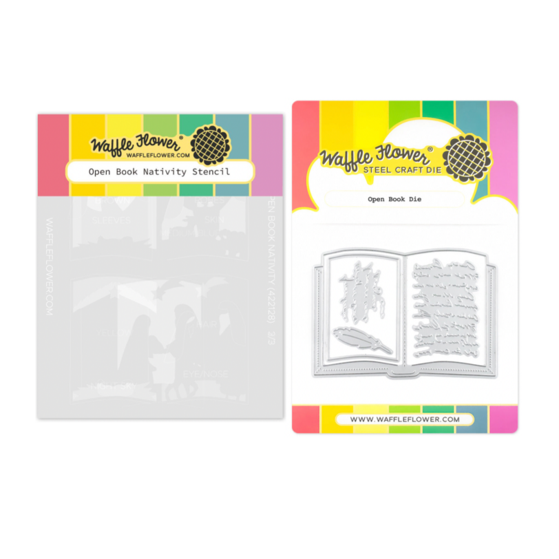 Waffle Flower Open Book Nativity Stencils and Die Set