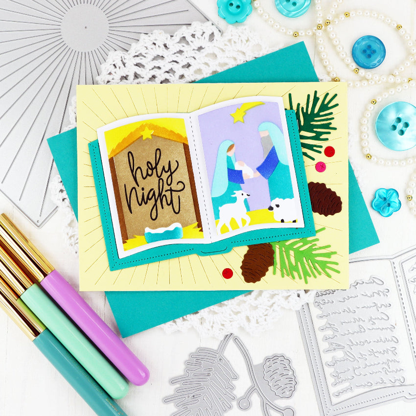 Waffle Flower Open Book Nativity Stencils and Die Set baby