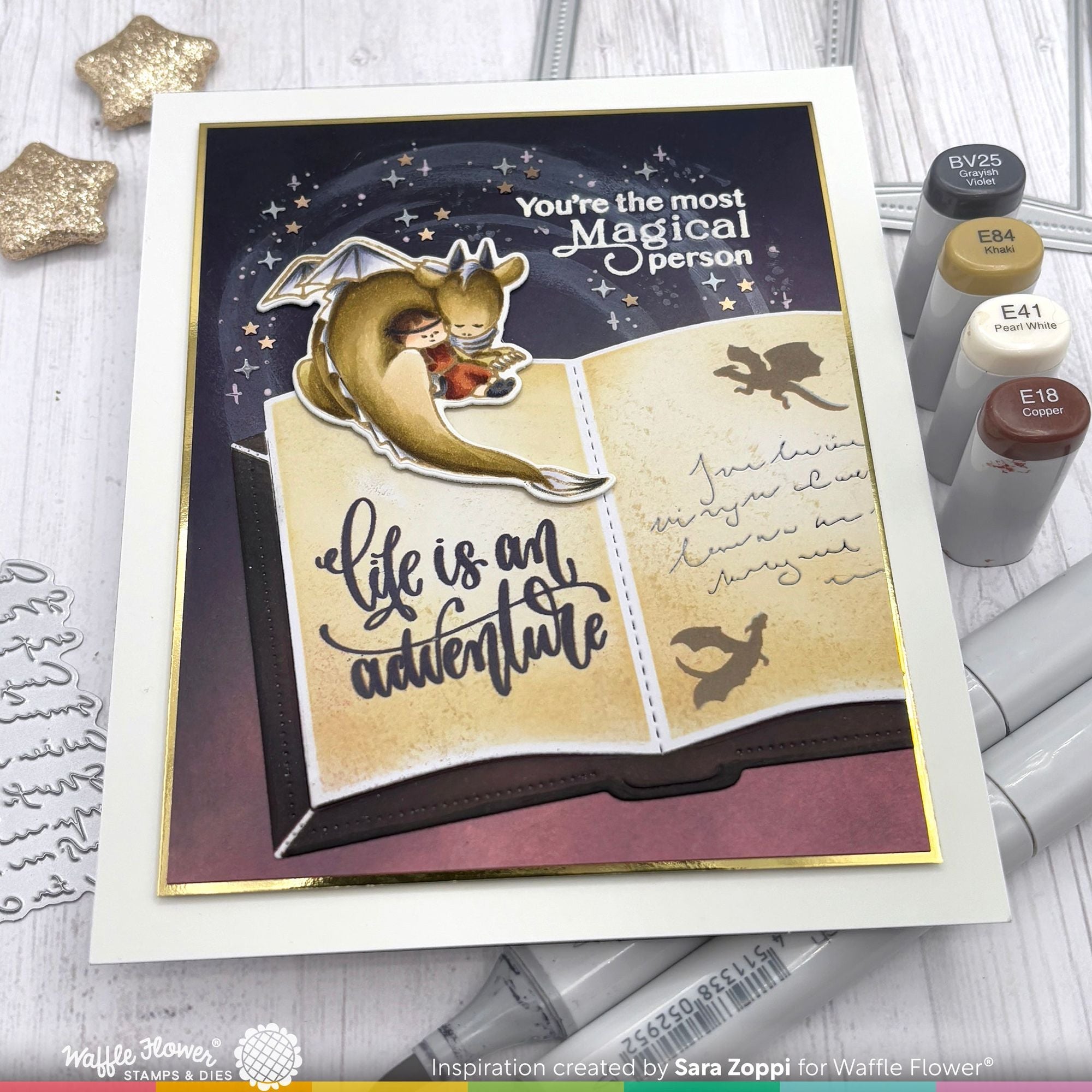 Waffle Flower Open Book Sentiments Clear Stamps 421819 dragon