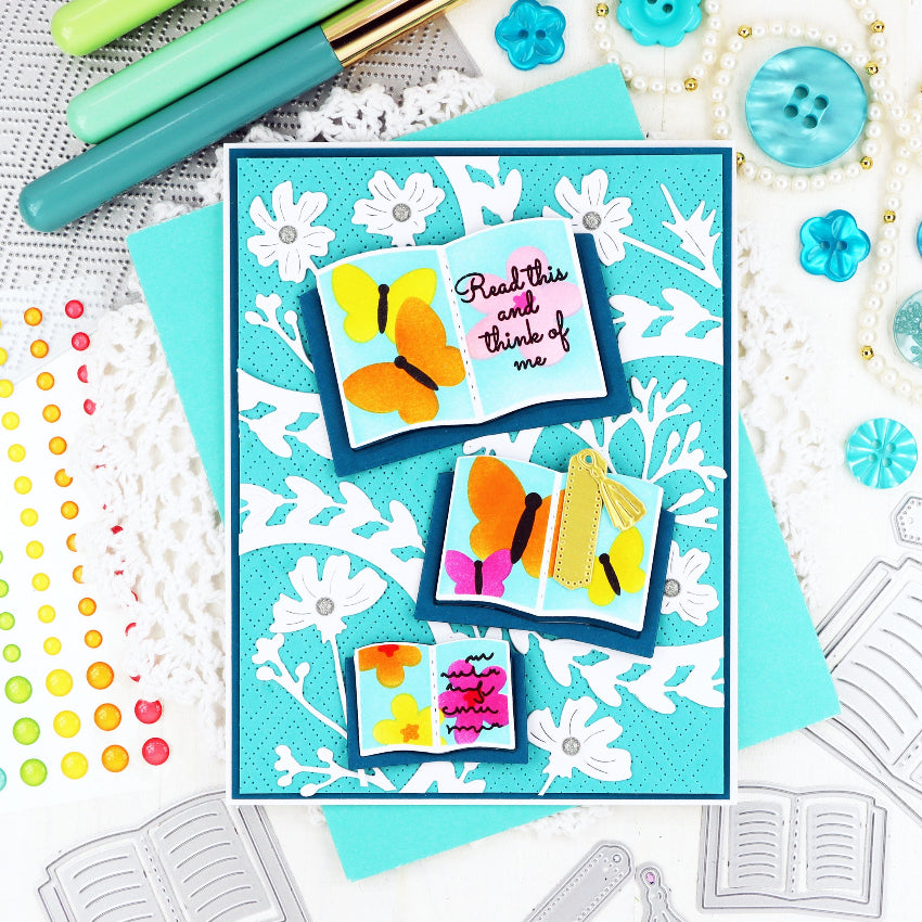 Waffle Flower Open Book Trio Coloring Stencil 422219 flowers