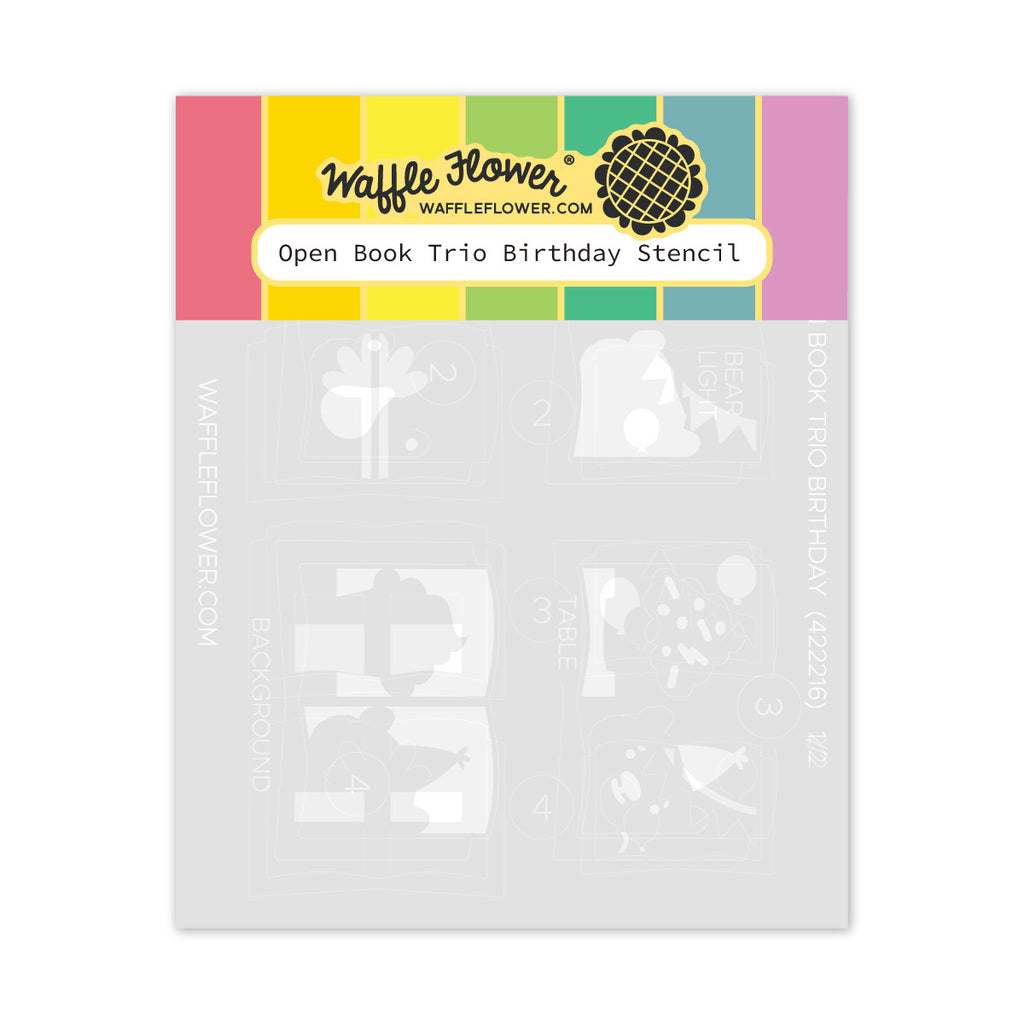 Waffle Flower Open Book Trio Die and Birthday Stencil Set image 2