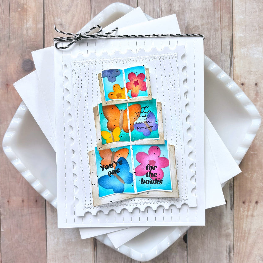 Waffle Flower Open Book Trio Die and Butterfly Stencil Set flowers