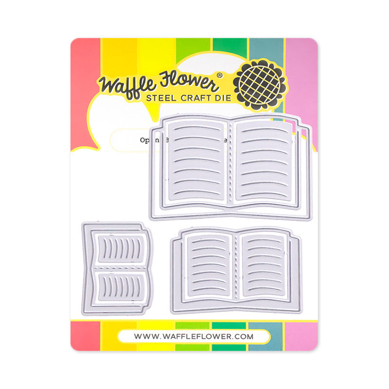 Waffle Flower Open Book Trio Die and Coloring Stencil Set image 1