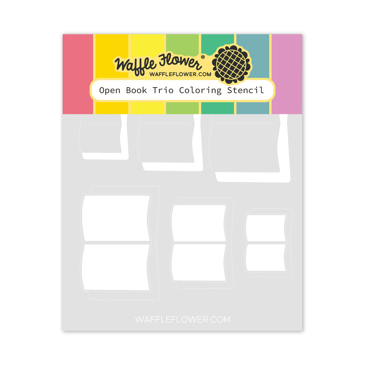 Waffle Flower Open Book Trio Die and Coloring Stencil Set image 2