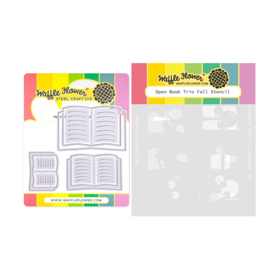 Waffle Flower Open Book Trio Die and Fall Stencil Set