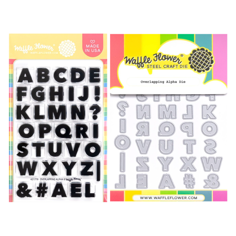 Waffle Flower Overlapping Alpha Clear Stamp and Die Set