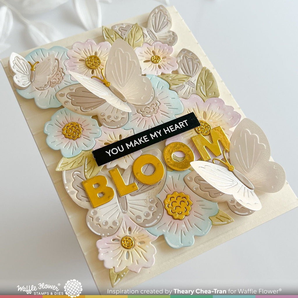 Waffle Flower Overlapping Alpha Clear Stamp and Die Set bloom