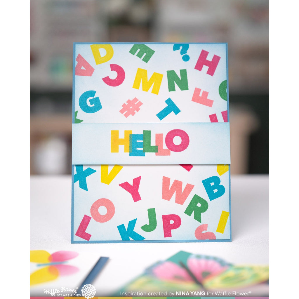 Waffle Flower Overlapping Alpha Clear Stamp and Die Set letters
