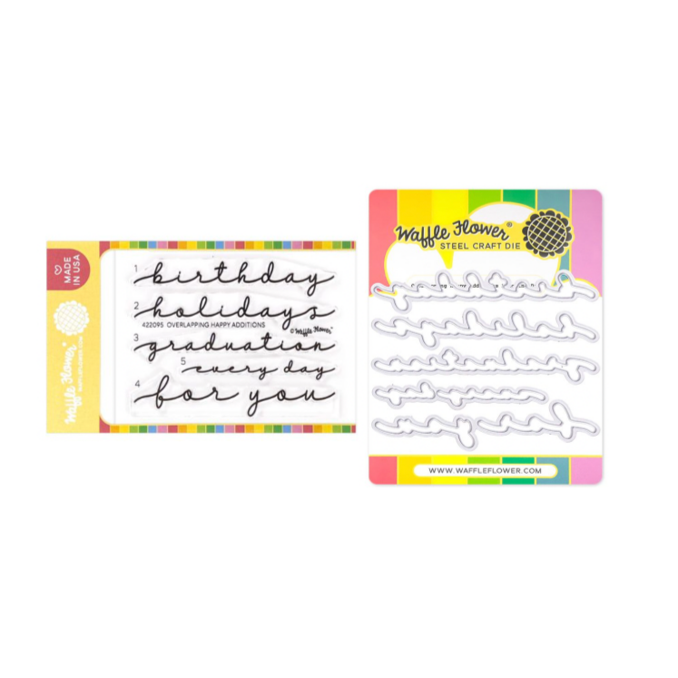 Waffle Flower Overlapping Happy Additions Clear Stamp and Die Set