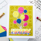 Waffle Flower Overlapping Happy Additions Clear Stamp and Die Set balloons