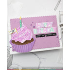 Waffle Flower Overlapping Happy Birthday Die n stencil Set 421959 cupcake