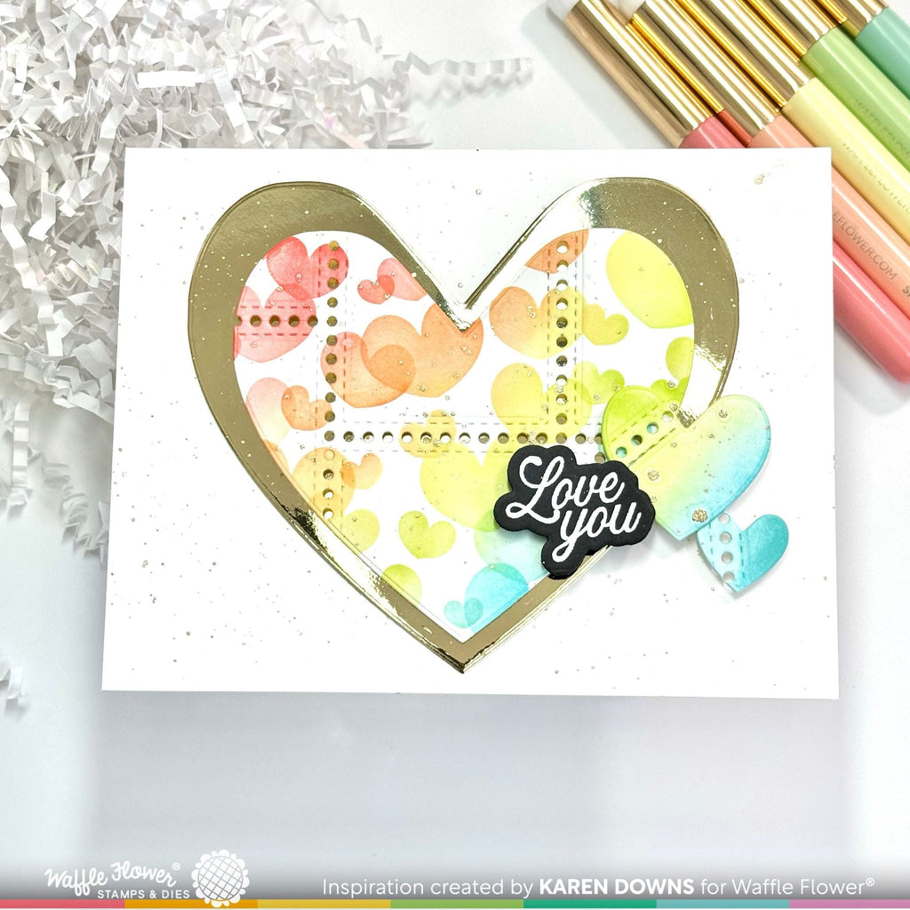 Waffle Flower Overlapping Hearts Stencils 421897 golden heart