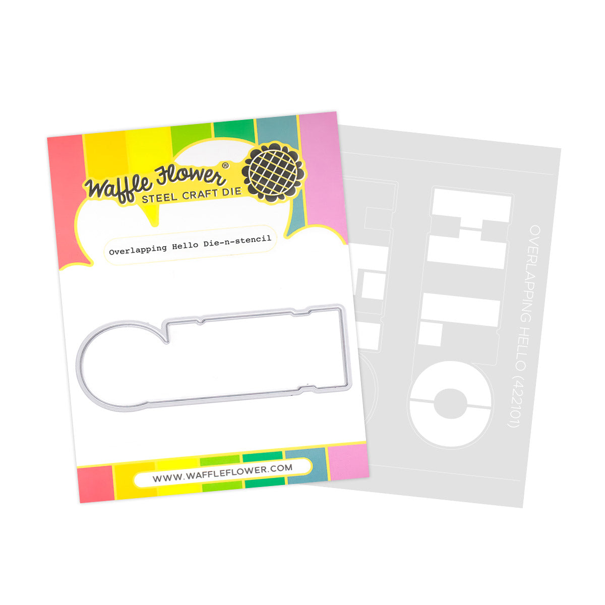 Waffle Flower Overlapping Hello Die n stencil 422101