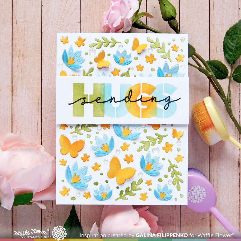 Waffle Flower Overlapping Hugs Additions Clear Stamps 421933 hugs