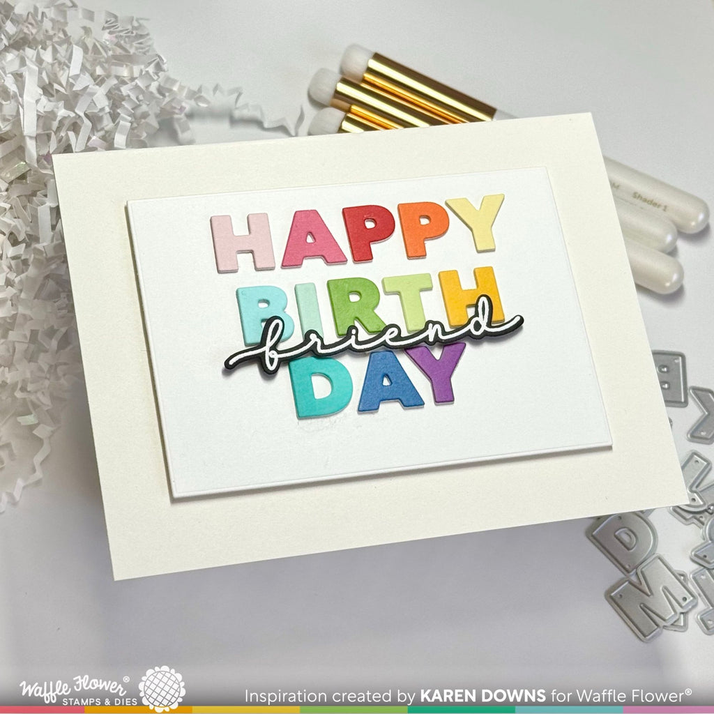 Waffle Flower Overlapping Hugs Additions Matching Dies 421950 happy birthday