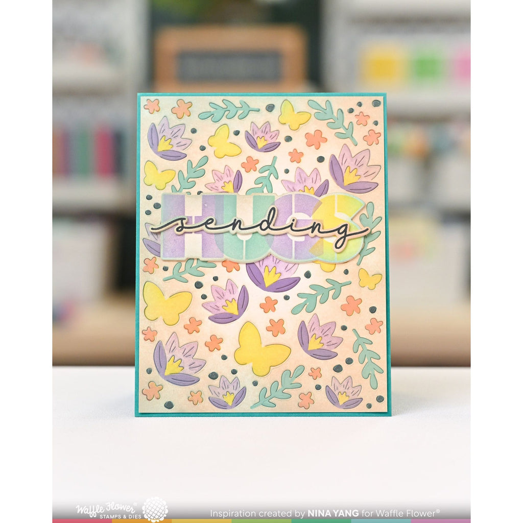 Waffle Flower Overlapping Hugs Additions Matching Dies 421950 pastels