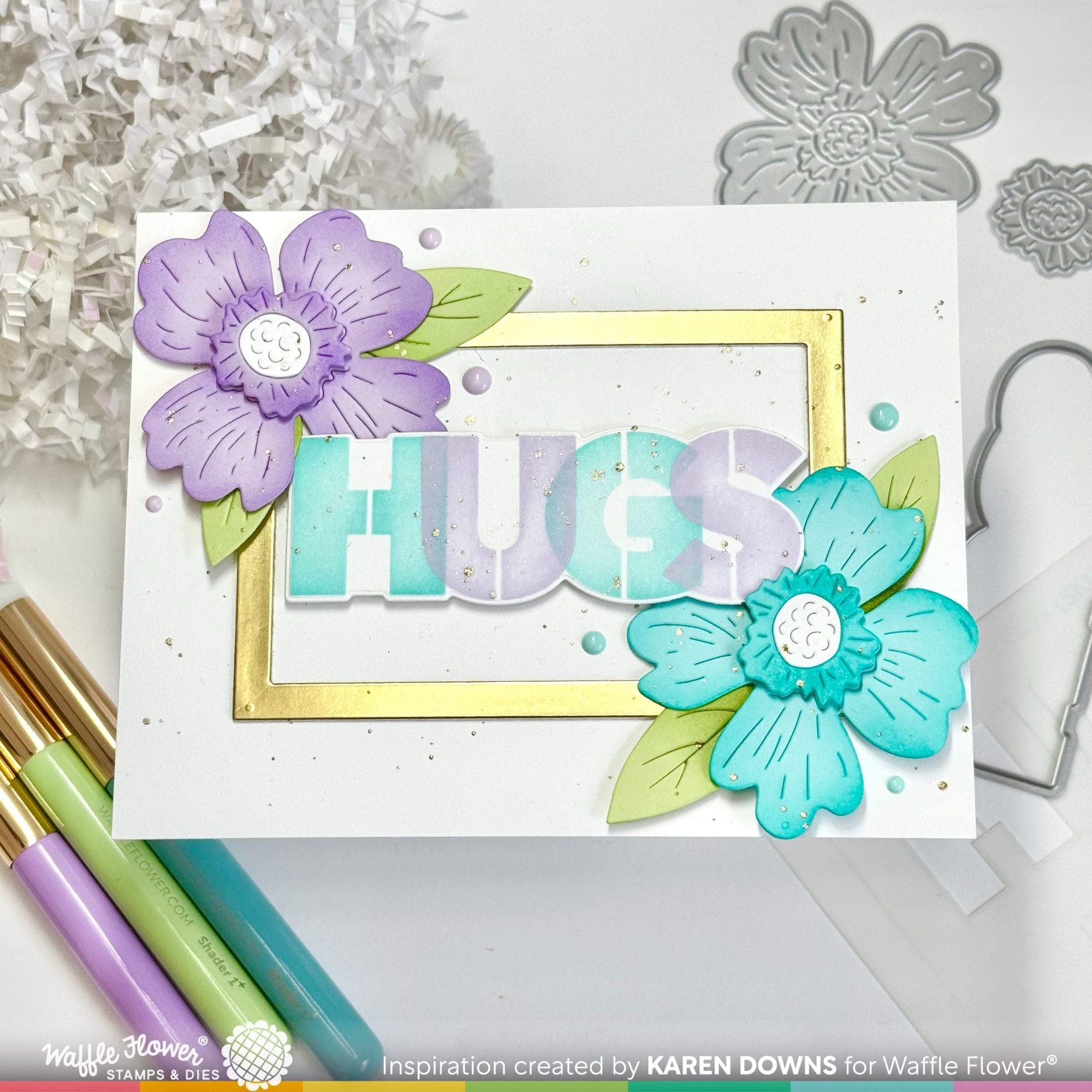 Waffle Flower Overlapping Hugs Die n stencil 421932 flowers