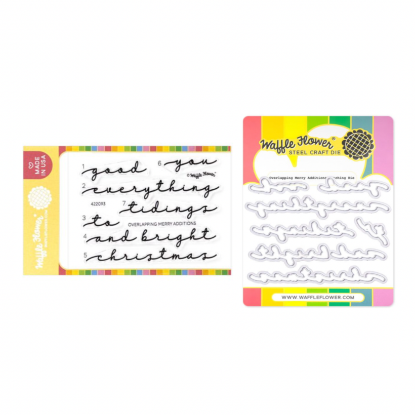 Waffle Flower Overlapping Merry Additions Clear Stamp and Die Set