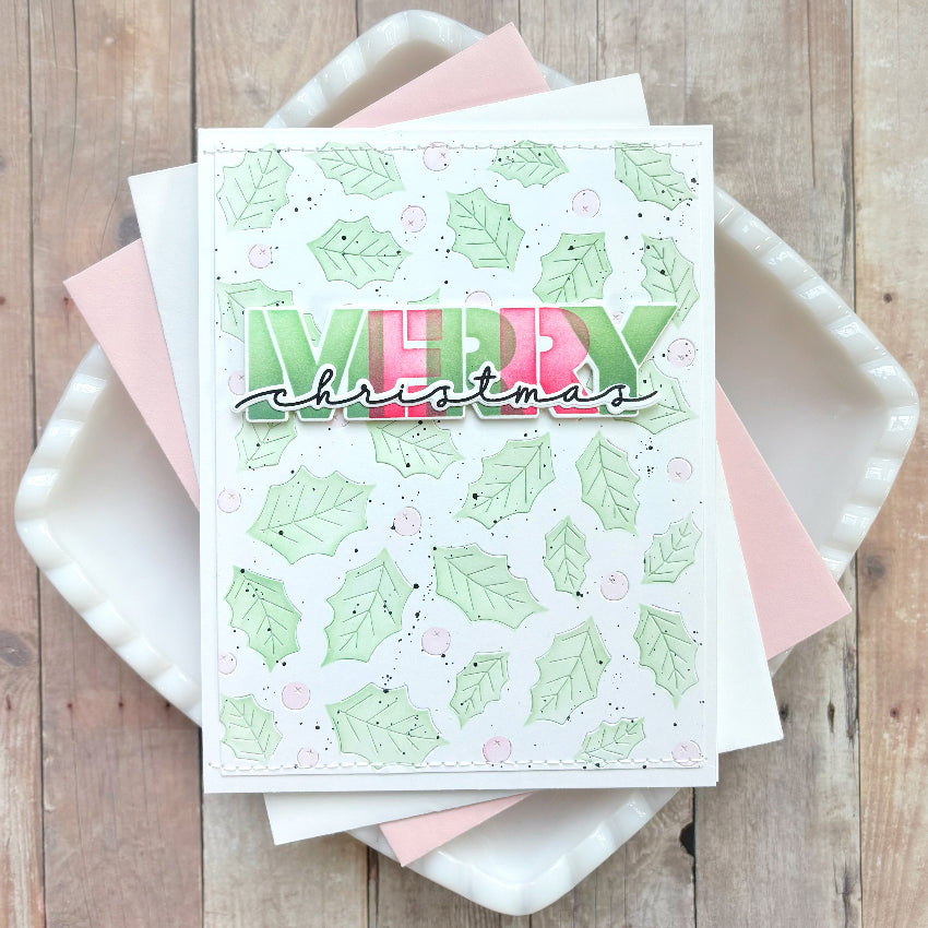 Waffle Flower Overlapping Merry Additions Clear Stamps 422093 holly