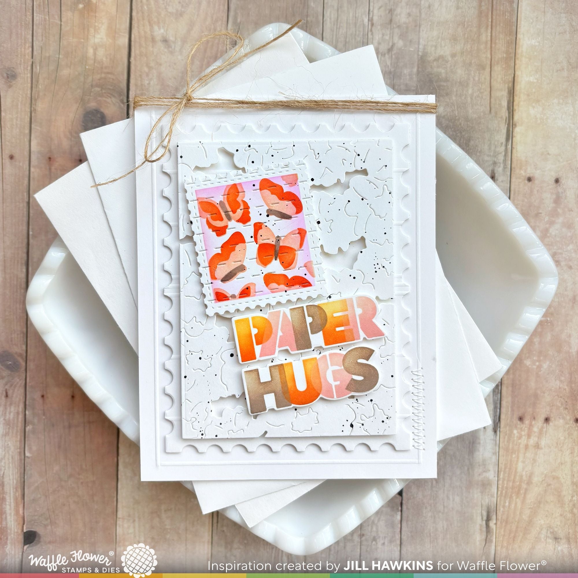 Waffle Flower Overlapping Paper Hugs Die n stencil Set 421958 butterfly