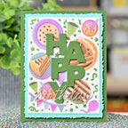 Waffle Flower Overlapping Vertical Happy Word Die 422206 celebrate