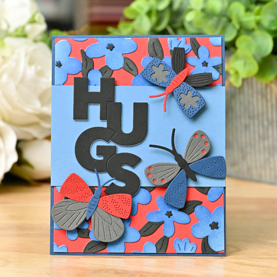 Waffle Flower Overlapping Vertical Hugs Word Die 422064 masculine