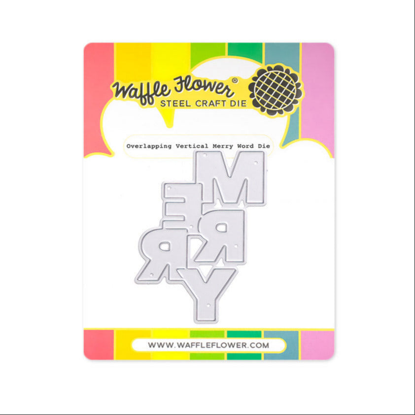 Waffle Flower Overlapping Vertical Merry Word Die 422106