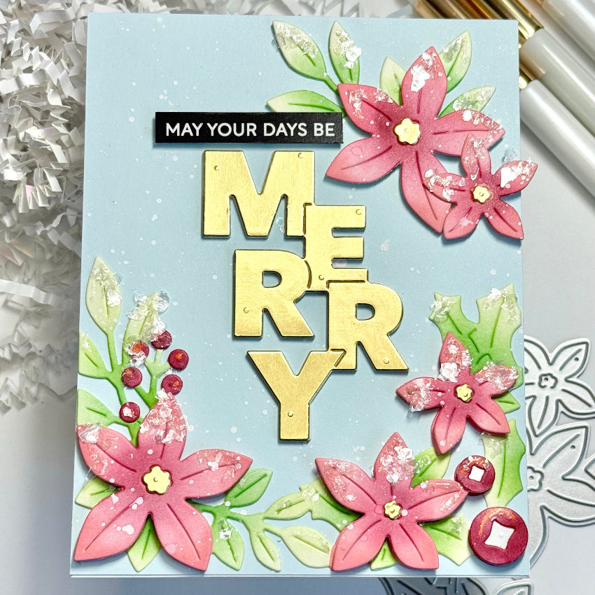 Waffle Flower Overlapping Vertical Merry Word Die 422106 flowers