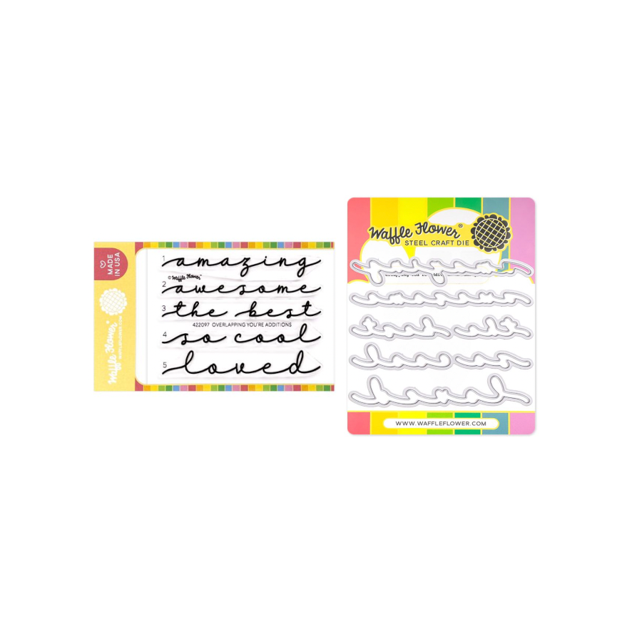 Waffle Flower Overlapping You're Additions Clear Stamp and Die Set