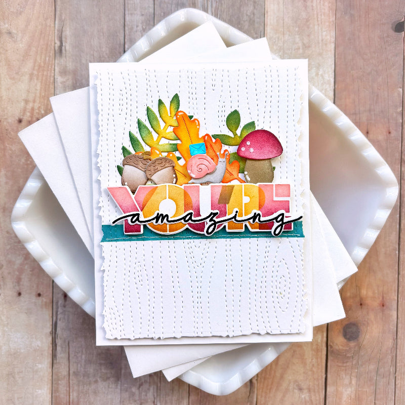Waffle Flower Overlapping You're Additions Clear Stamp and Die Set mushroom