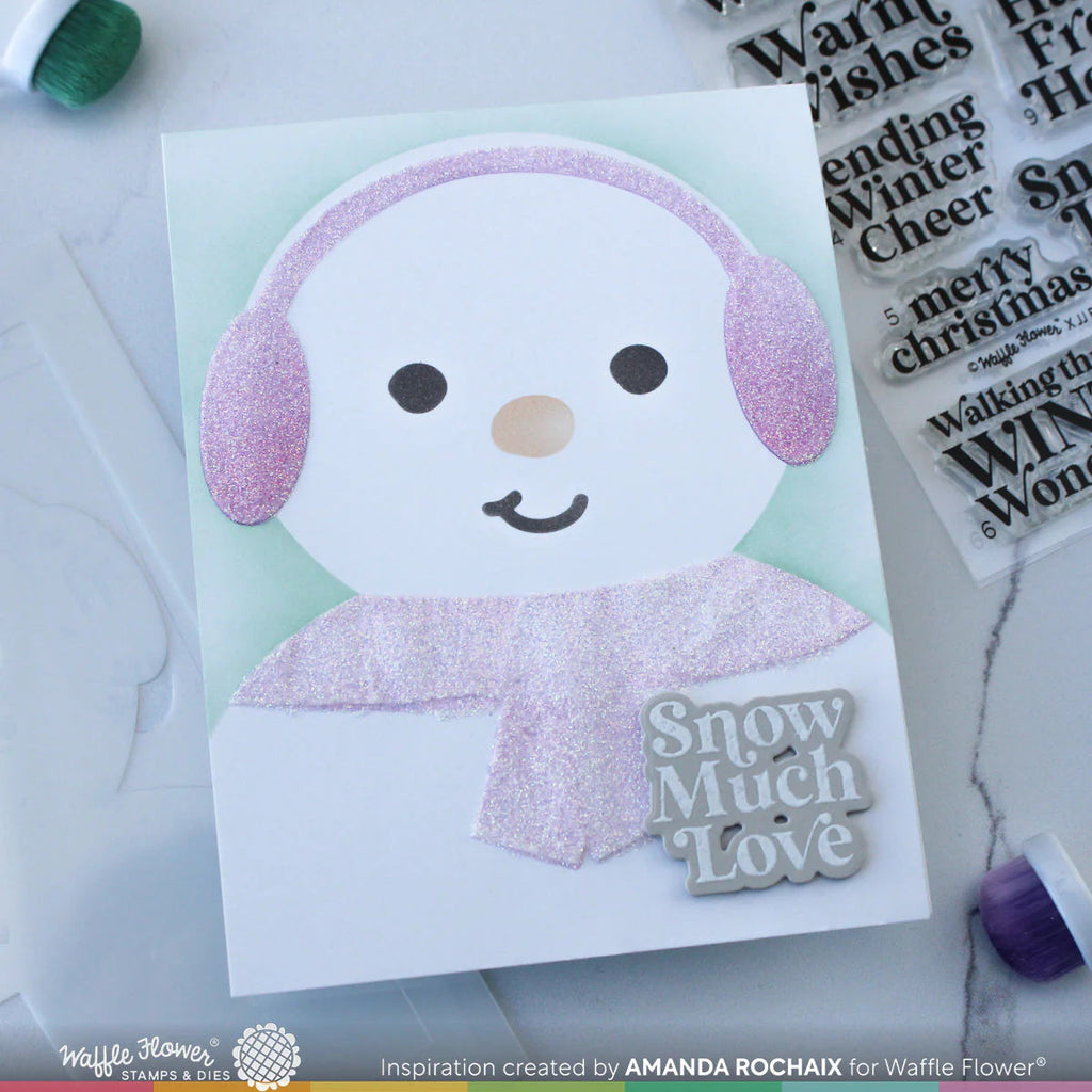 Waffle Flower Oversized Snowman Stencils 421749 pink