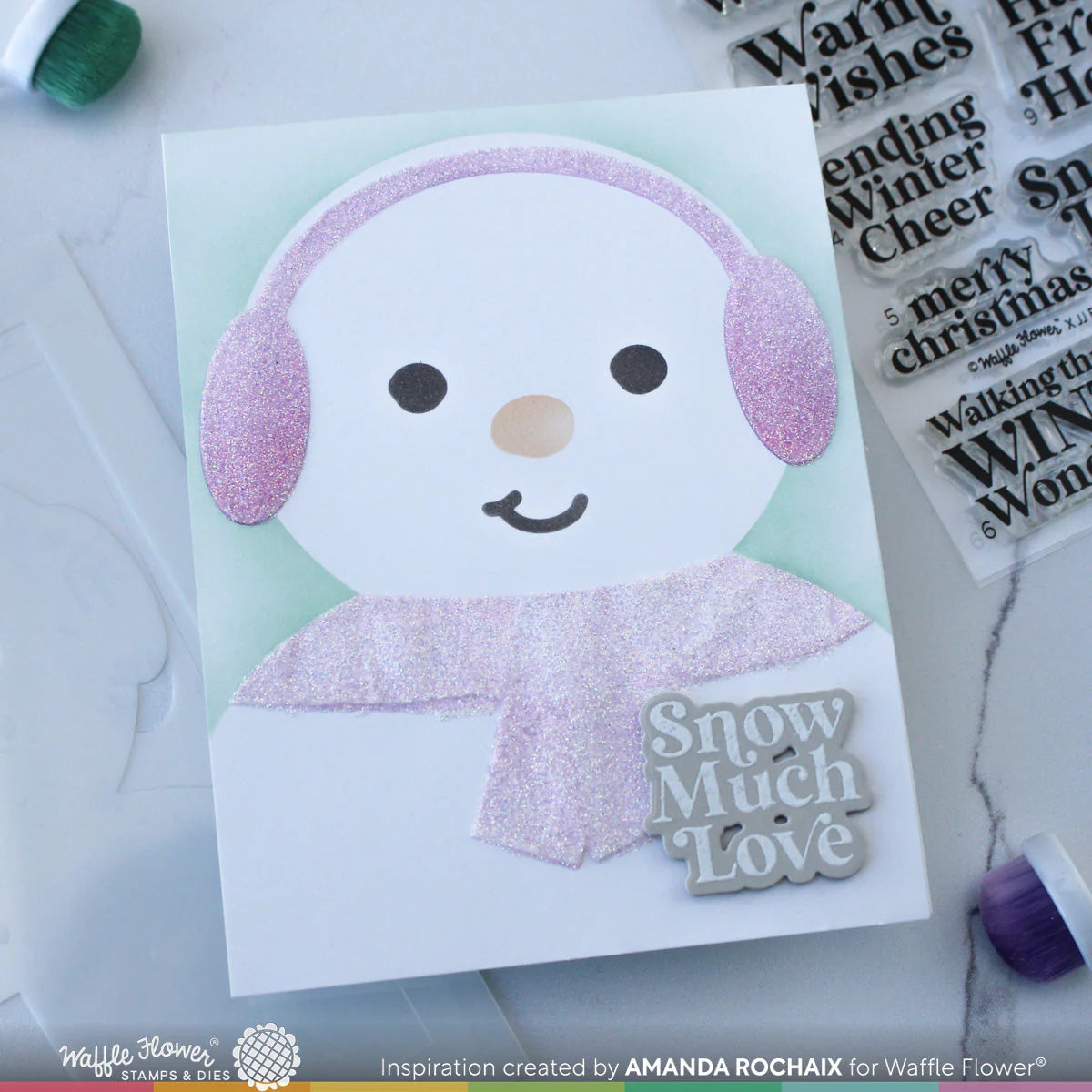 Waffle Flower Oversized Snowman Stencils 421749 pink