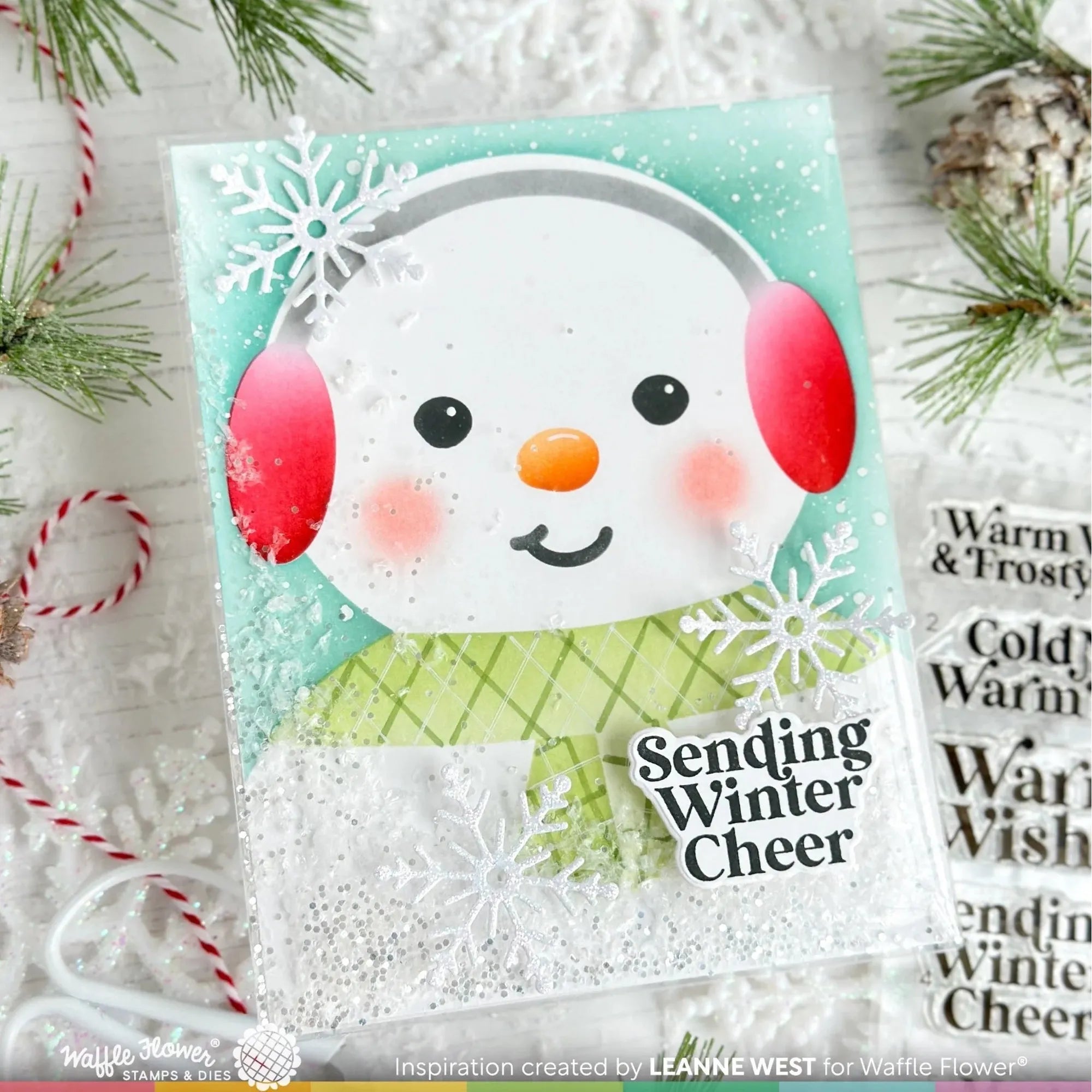 Waffle Flower Oversized Snowman Stencils 421749 shaker card