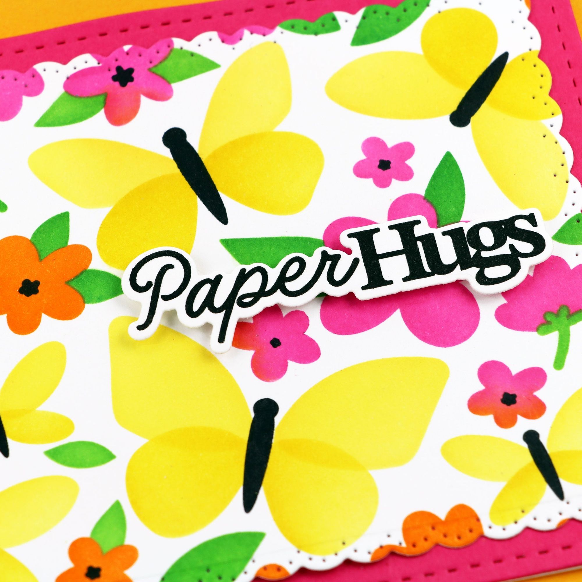 Waffle Flower Paper Hug Sentiments Clear Stamp and Die Set wfc1953 butterflies