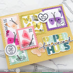 Waffle Flower Paper Hug Sentiments Clear Stamp and Overlapping Die n stencil Set postage