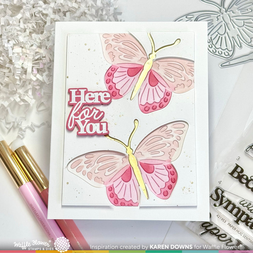 Waffle Flower Paper Hug Sentiments Clear Stamps 421953 butterflies