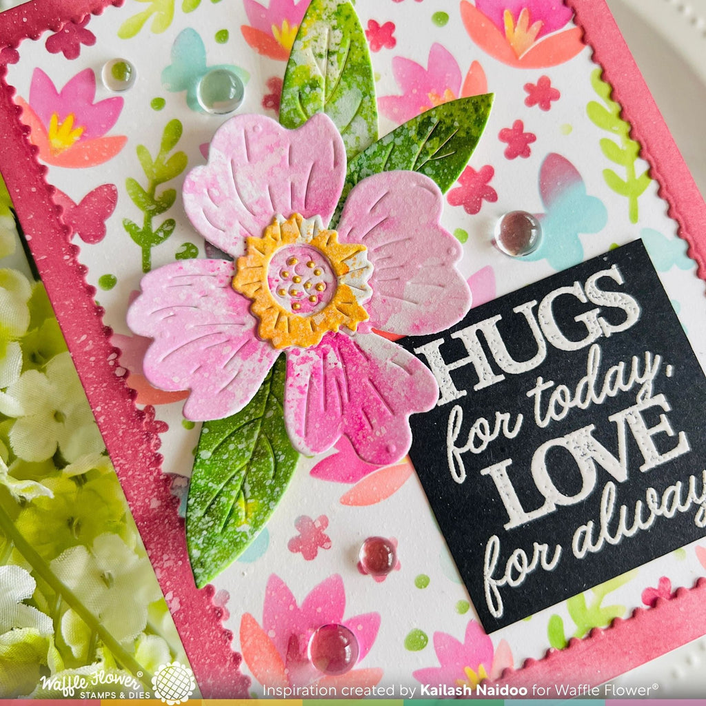 Waffle Flower Paper Hug Sentiments Clear Stamps 421953 flowers
