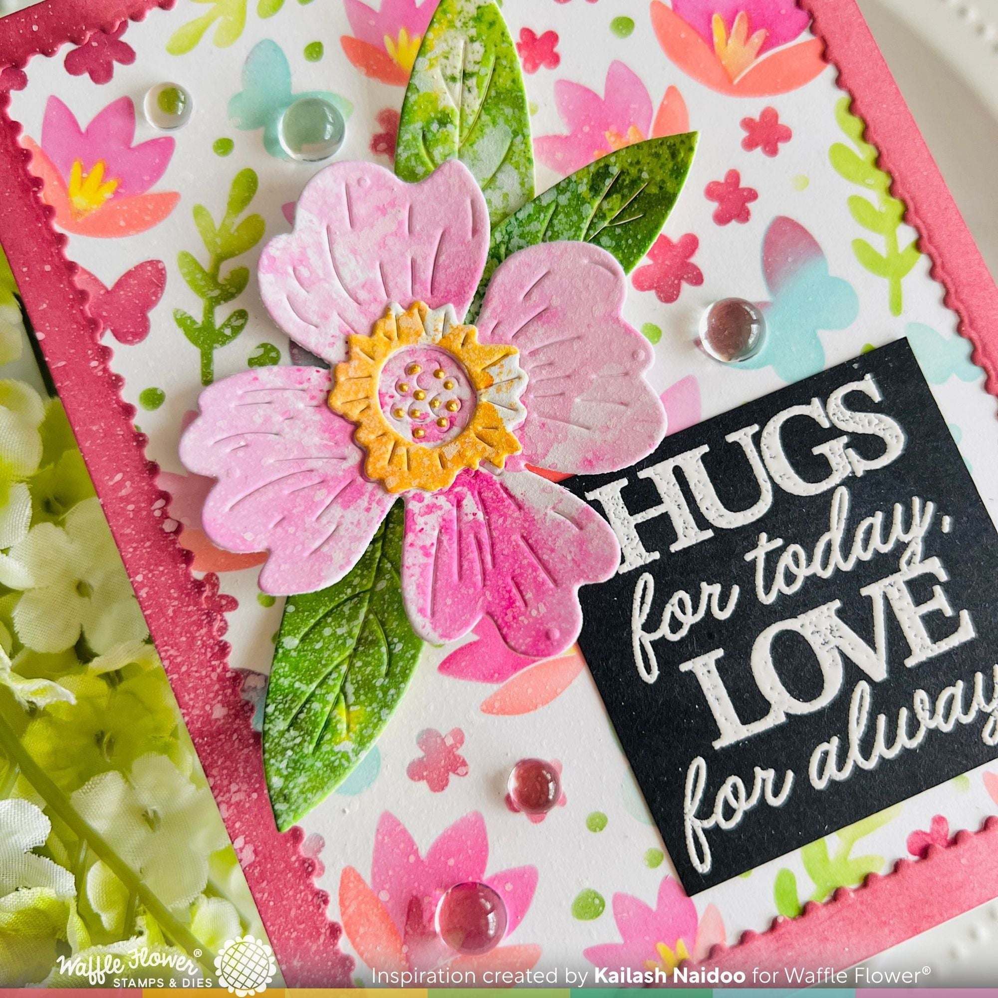 Waffle Flower Paper Hug Sentiments Clear Stamps 421953 flowers