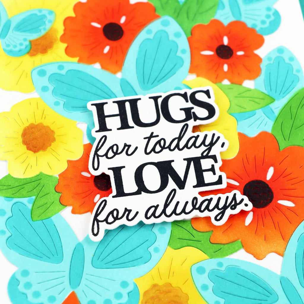 Waffle Flower Paper Hug Sentiments Matching Dies 421954 flwoers