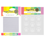 Waffle Flower Patchwork Cat Stencil and Tiny Square Texture Die Set