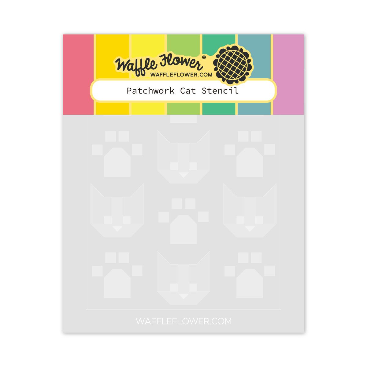 Waffle Flower Patchwork Cat Stencil and Tiny Square Texture Die Set product image 2