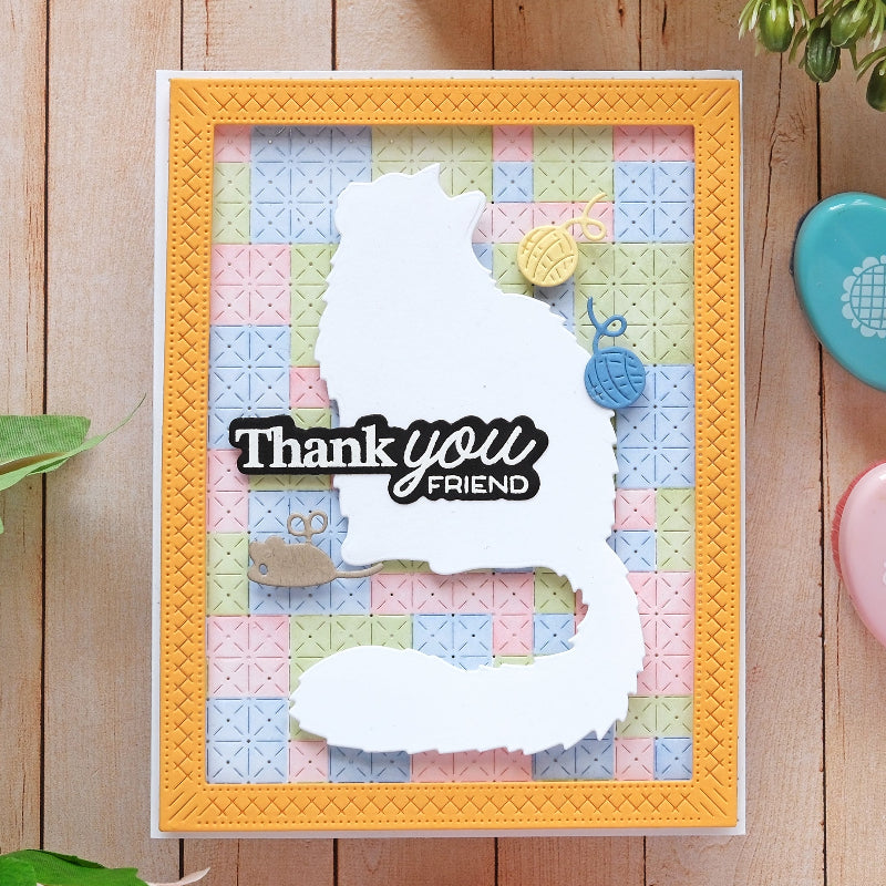 Waffle Flower Patchwork Stencils and Tiny Square Texture Die Set thank you