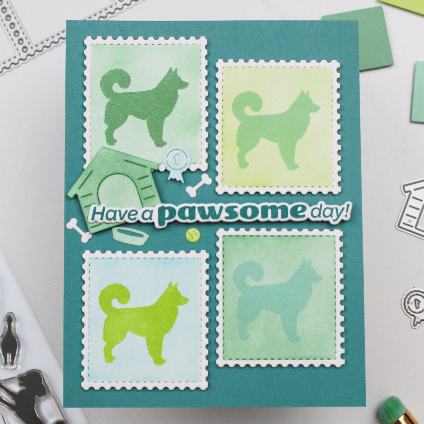 Waffle Flower Pawder Day Sentiments Matching Dies 422272 green