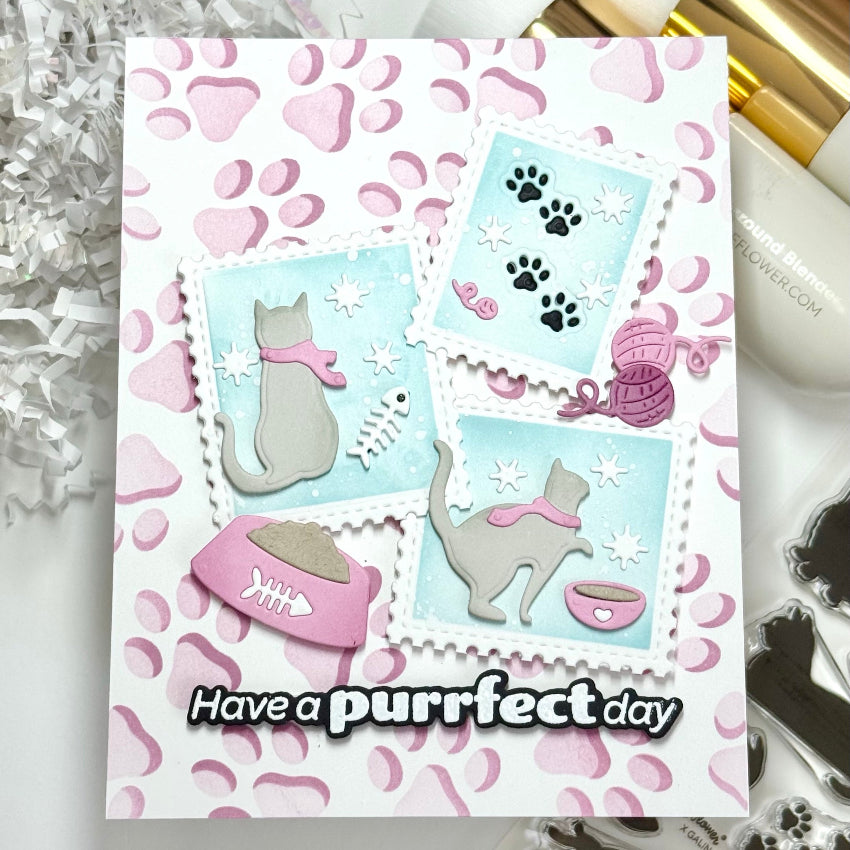 Waffle Flower Pawder Day Sentiments Matching Dies 422272 pink